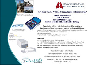 3 y 4 de Agosto de 2017 - 15º Curso Teórico-Práctico de capacitación de Espirometrías